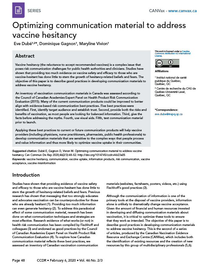 Best practices for addressing vaccine hesitancy