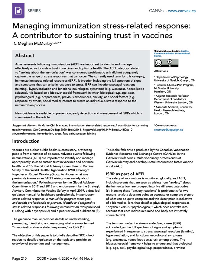 Managing immunization stress-related response: A contributor to sustaining trust in vaccines