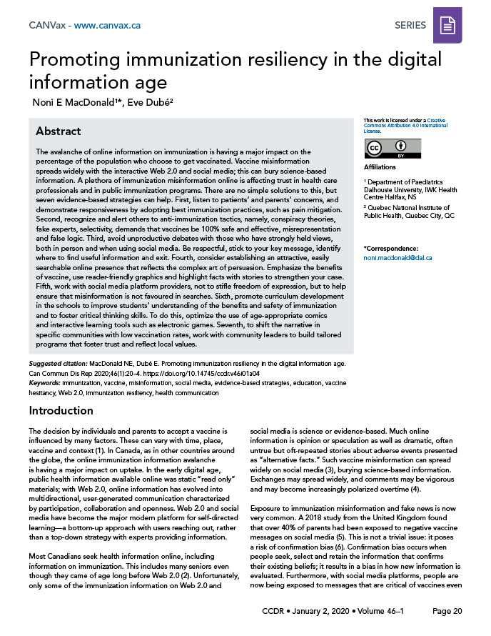 CANVax: Promoting immunization resiliency 