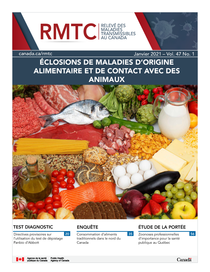 Volume 47 Numéro 1, 29 janvier 2021 : Éclosions de maladies d'origine alimentaire et de contact avec des animaux